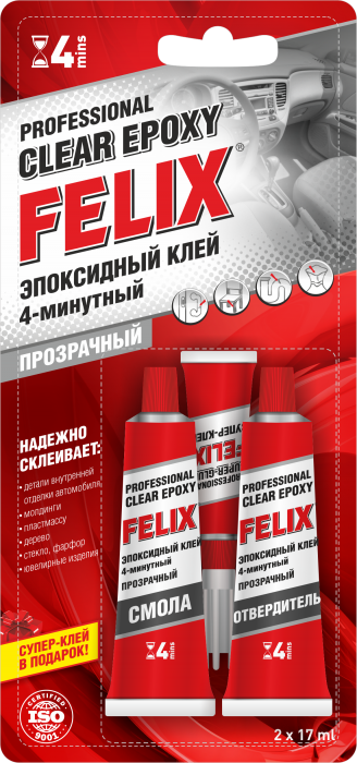 Эпоксидный клей /прозрачный (для пластика) FELIX 34мл