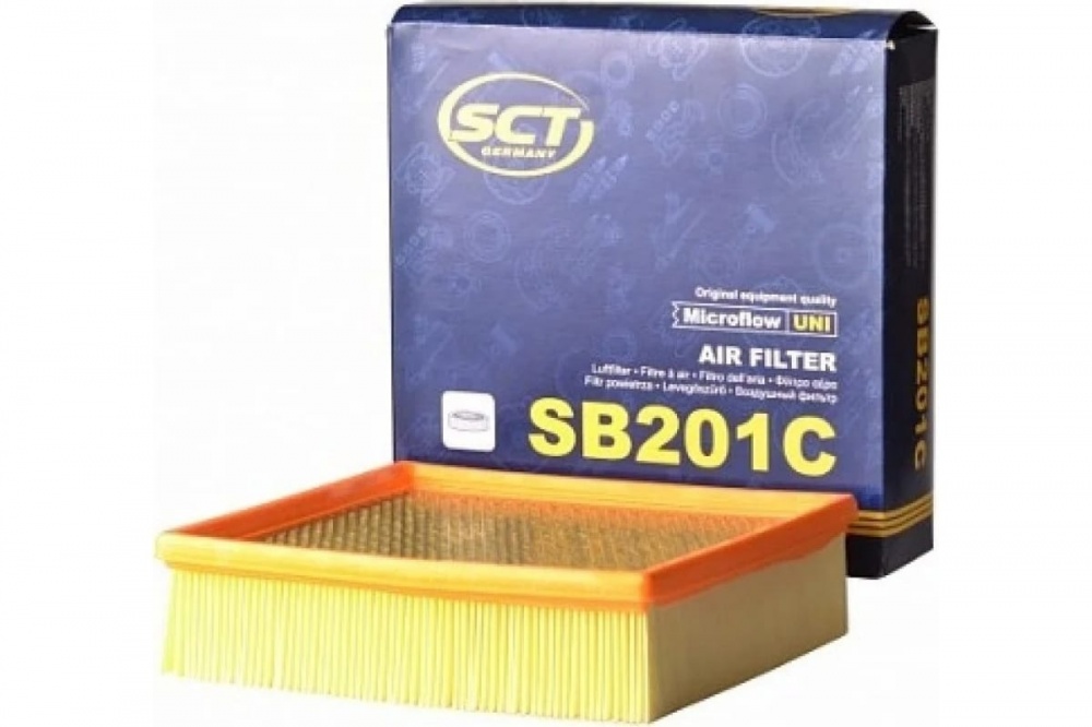 Фильтр воздушный 2110-2112, Калина, Приора, Гранта  инж. (SCT) SB201C c металлической сеткой