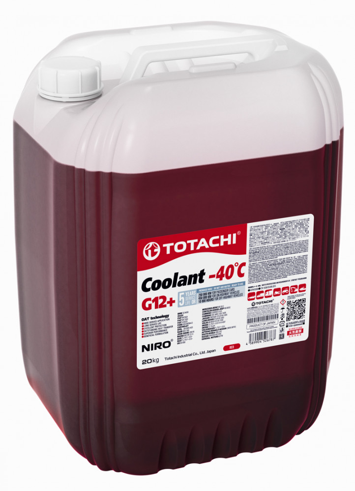Антифриз TOTACHI NIRO Coolant Red -40C G12+ 20кг
