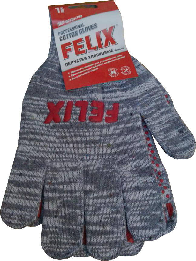 Перчатки хлопковые FELIX  с пвх-покрытием