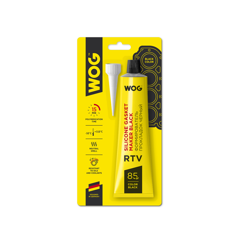 WOG Формирователь прокладок (черный) RTV-силикон термост. (от -50 С до +343 С) 85 гр