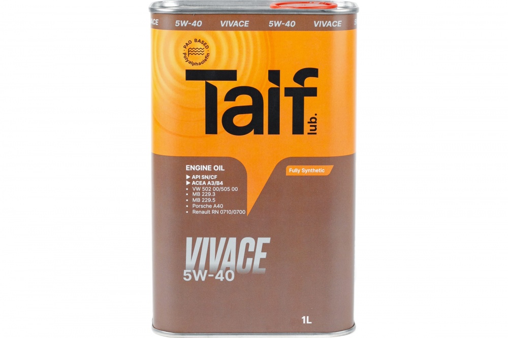 TAIF VIVACE 5W40 1л (синт) API: SN/CF