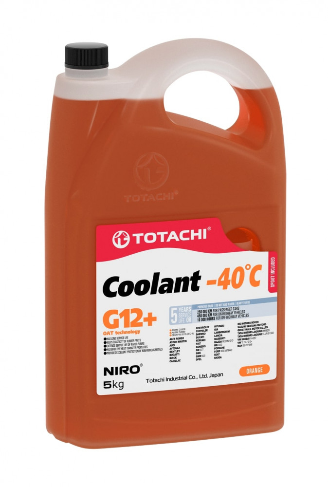 Антифриз TOTACHI NIRO COOLANT ORANGE -40C G12+ 5кг (низкозамерзающая)