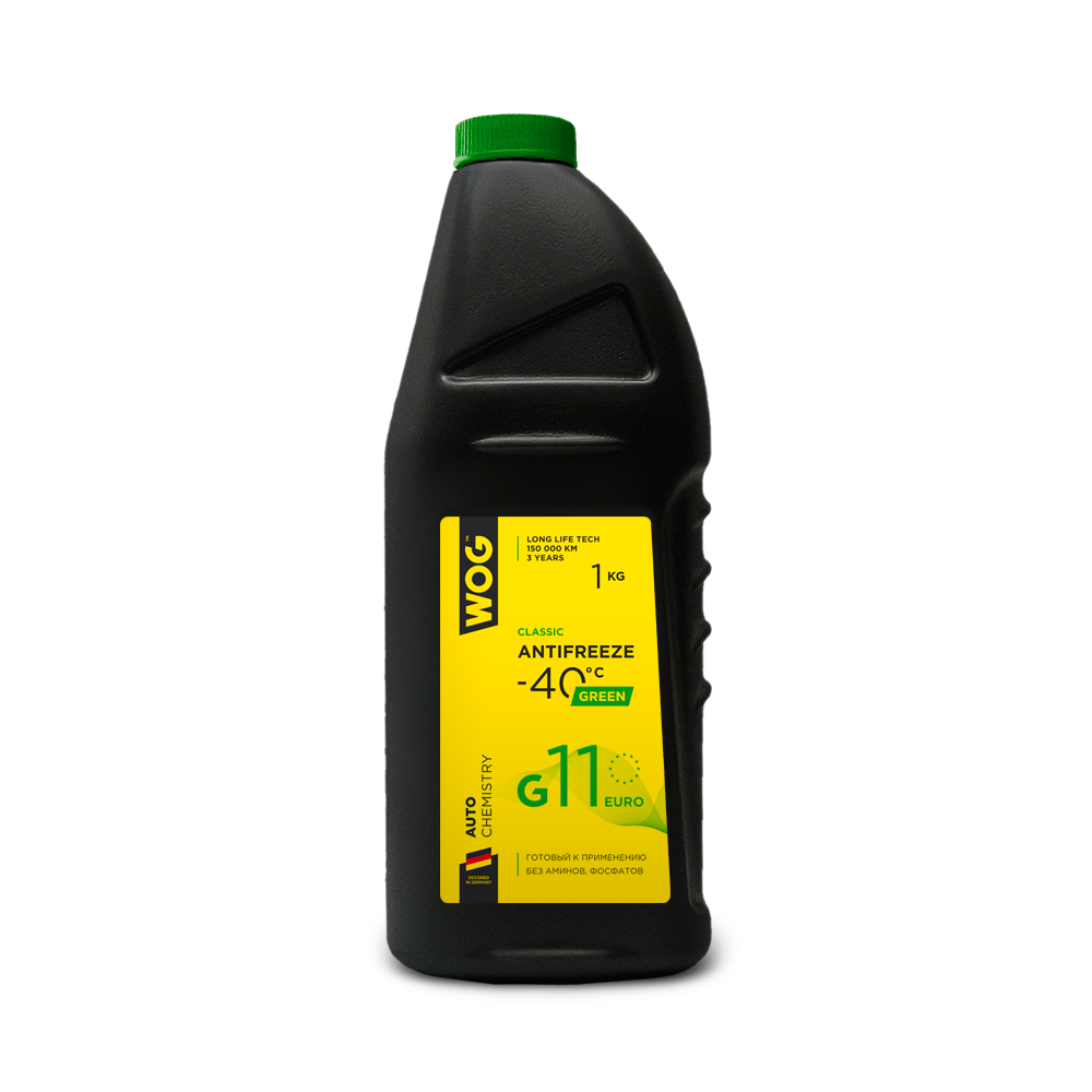 WOG Антифриз G11 (-40C) гибридный (зеленый) 1л/1,1 кг