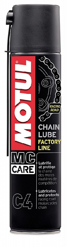 Смазка цепи для кольцевых гонок и дорожных мотоциклов MOTUL C4 Chain Lube Factory Line 400мл.