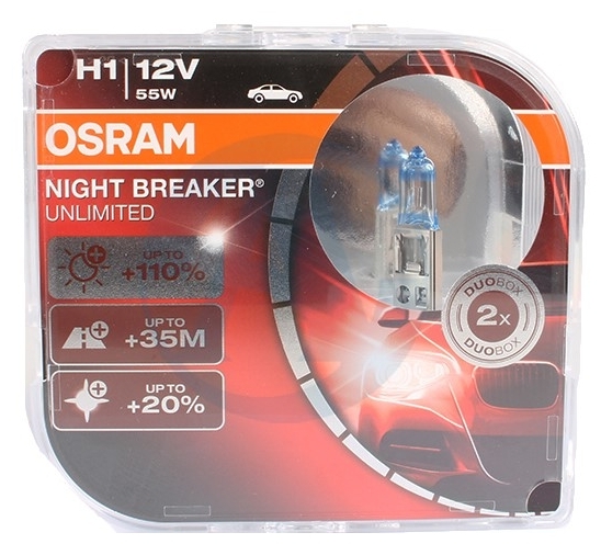 Лампа 64150NBU-HCB OSRAM H1 55W+110% NIGHT BREAKER ULTIMITED (2шт) EUROBOX