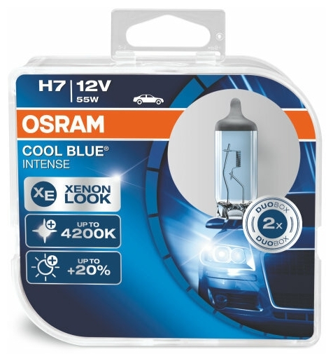 Лампа 64210CBIHCB OSRAM H7 55W COOL BLUE INTENSE (2шт) 4200к DuoBox